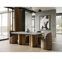 Bateman - Modern Faux Concrete + Walnut Round Dining Table