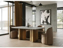 Duncan - Modern Faux Concrete + Walnut Round Dining Table