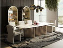 Bounty - Modern White Ceramic + Antique Brass Dining Table