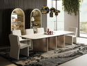 Bounty - Modern White Ceramic + Antique Brass Dining Table