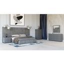Buckley - Modern Grey & Black Stainless Steel Bed w/ Nightstands