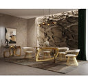 Kasem - Modern Grey Fabric + Gold Dining Chair