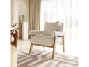 Cynthia - Modern White Fabric + Wood Accent Chair