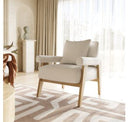 Cynthia - Modern White Fabric + Wood Loveseat