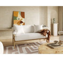 Cynthia - Modern White Fabric + Wood Accent Chair