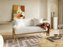 Cynthia - Modern White Fabric + Wood Loveseat