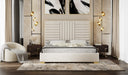 daystar - modern beige velvet & gold bed