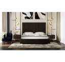 Daystar + Roma - Modern Dark Brown Velvet + Walnut 4-Piece Bedroom Set