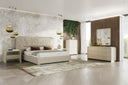 Florence - Modern Beige Velvet + Leatherette Bedroom Set