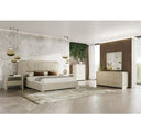 Florence - Modern Beige Leatherette + Gold Nightstand
