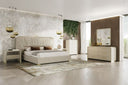 Florence - Modern Beige Velvet + Leatherette Bedroom Set