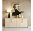 Florence - Modern Glass + Natural Oak + Gold Dining Table
