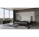 Helenora - Contemporary Grey Fabric & Walnut Trim Bed