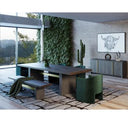 June - Modern Dark Grey & Walnut Dining Table