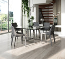 Keaton - Square Modern Glass + Stainless Steel Dining Table