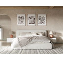 Liam + Mikala - Modern Ivory Fabric + Natural Oak 4-Piece Bedroom Set