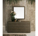 Lois - Modern Grey Leather & Beige Shagreen Bedroom Set