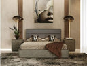 Lois - Modern Grey Leather & Beige Shagreen Bedroom Set