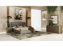 Lois - Modern Grey Leather & Beige Shagreen Bedroom Set