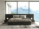 Manchester- Contemporary Platform Dark Grey Bed with Two Nightstands