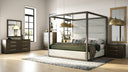 manhattan - contemporary canopy brown oak bed