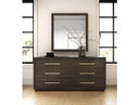 Manhattan - Contemporary Brown Oak and Gold Dresser