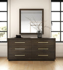 manhattan - contemporary canopy brown oak bedroom set