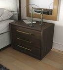 manhattan - contemporary canopy brown oak bedroom set