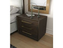 Manhattan - Contemporary Brown Oak and Gold Nightstand
