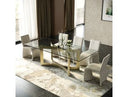 Mingus - Modern Glass + Brushed Brass Rectangualr Dining Table