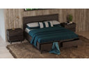 Metcalf - Mid-Century Walnut & Grey Bed w/ Two Nightstands