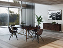 Shane - Modern Acacia & Brass Dining Table