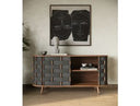 Sheridan - Mid-Century Modern Grey Fabric + Walnut Buffet