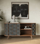Sheridan - Mid-Century Modern Grey Fabric + Walnut Buffet
