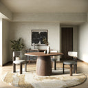 Sheridan - Mid-Century Modern Walnut + Grey Fabric Dining Set