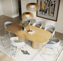 Truman - Mid-Century Modern Natural Oak Extendable Dining Table + 10 Chairs Set