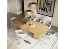 Truman - Mid-Century Modern Natural Oak Extendable Dining Table + 6 Chairs Set