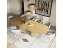 Truman - Mid-Century Modern Natural Oak Extendable Dining Table + 8 Chairs Set