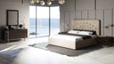 moontide - glam beige velvet and brushed brass bed