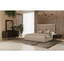 Moontide - Glam Beige Velvet and Brushed Brass 4-Piece Bedroom Set