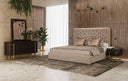 Moontide - Glam Beige Velvet and Brushed Brass Bedroom Set