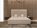 Nixa Modern White Bonded Leather & Gold Bed