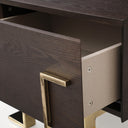 Moontide - Glam Beige Velvet and Brushed Brass Bedroom Set