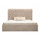 Moontide - Glam Beige Velvet and Brushed Brass Bed