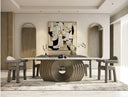 Moorgate - Modern Travertine Ceramic + Bronze Dining Table