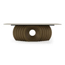 Moorgate - Modern Travertine Ceramic + Bronze Dining Table