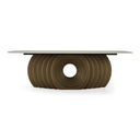 Moorgate - Modern Travertine Ceramic + Bronze Dining Table