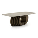Moorgate - Modern Travertine Ceramic + Bronze Dining Table