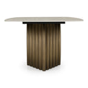Moorgate - Modern Travertine Ceramic + Bronze Dining Table