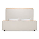 Mora - Modern Cream Fabric + Wood Bed